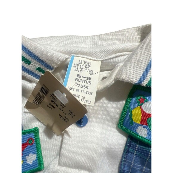 VTG Plaid Overalls NWT Airplane Embroidered Sz 6-9 Mo - Picture 4 of 9